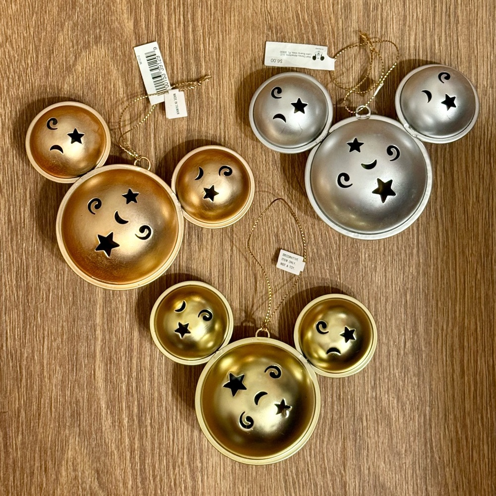 Y2K Mickey park ear jingle bell whimsigoth celestial mixed metal ornaments 2000s